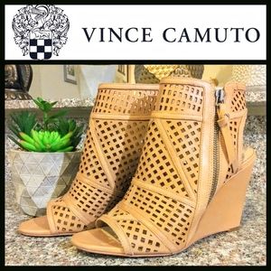Vince Camuto Perforated Lazer Cut Peep Toe Booties
